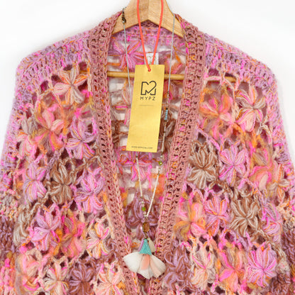 Crochet kit - MYPZ Short Wildflower cardigan Pecan (ENG-DE-NL-ES-FR-IT-DA-SV-NO)