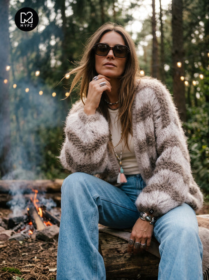 Patron de tricot - cardigan court en mohair épais Stonies Wave n°12 (ENG-DE-NL-ES-FR-IT-DA-SV-NO)