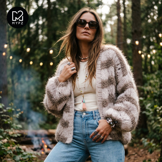 Patron de tricot - cardigan court en mohair épais Stonies Wave n°12 (ENG-DE-NL-ES-FR-IT-DA-SV-NO)