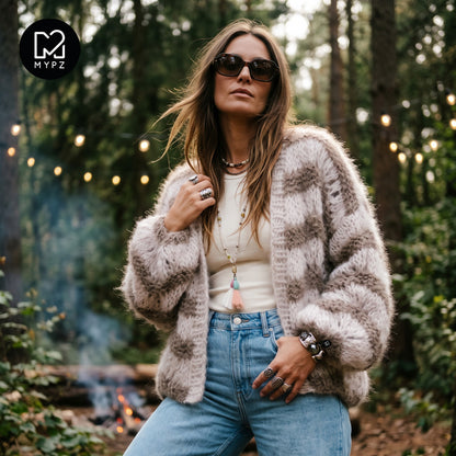 Patron de tricot - cardigan court en mohair épais Stonies Wave n°12 (ENG-DE-NL-ES-FR-IT-DA-SV-NO)