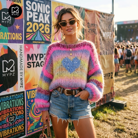 Kit de tricot – Pull court épais en alpaga-mohair MYPZ Sunset Rave No15 (ENG-NL-DE-FR-ES)
