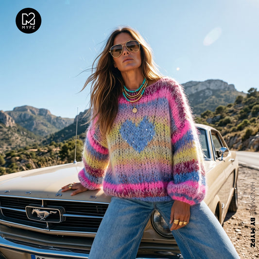 Kit de tricot – Pull court épais en alpaga-mohair MYPZ Sunset Rave No15 (ENG-NL-DE-FR-ES)