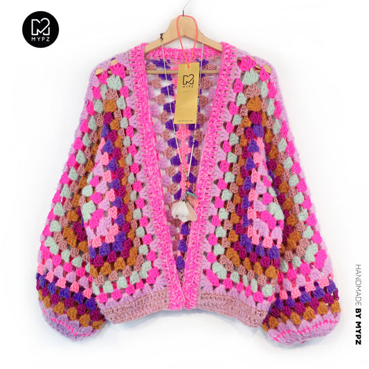 Kit de crochet - Cardigan hexagonal MYPZ Violet Pop (ENG-NL-DE-FR-ES)