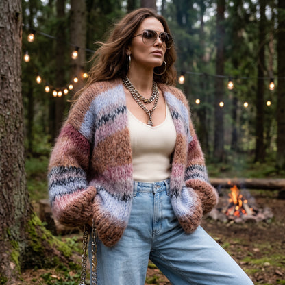 Patron de tricot – Cardigan MYPZ en mohair épais Walnut n° 15 (ENG-DE-NL-ES-FR-IT-DA-SV-NO)