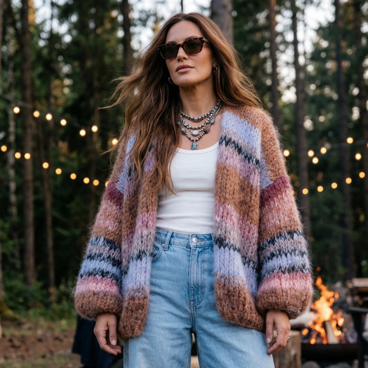 Patron de tricot – Cardigan MYPZ en mohair épais Walnut n° 15 (ENG-DE-NL-ES-FR-IT-DA-SV-NO)