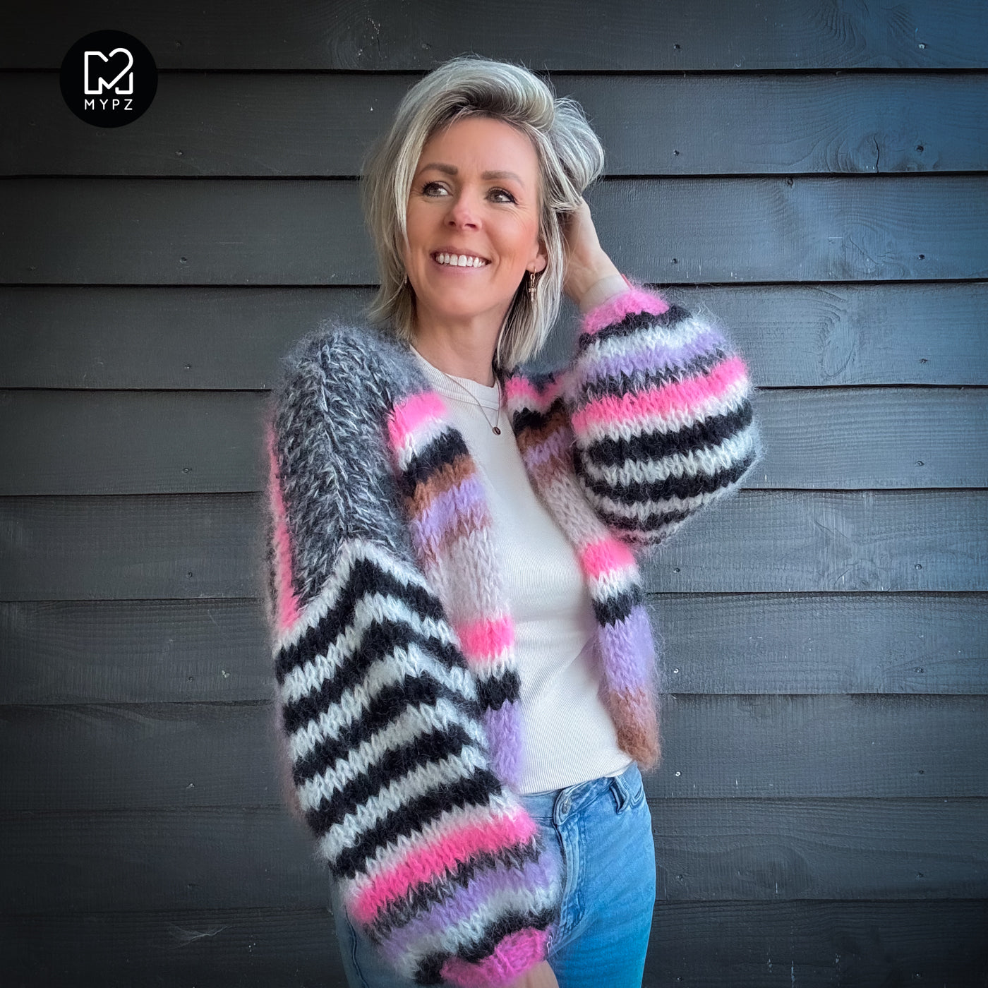 Knitting Kit – Short Chunky Mohair Cardigan Alex No.12 (ENG-NL-DE)