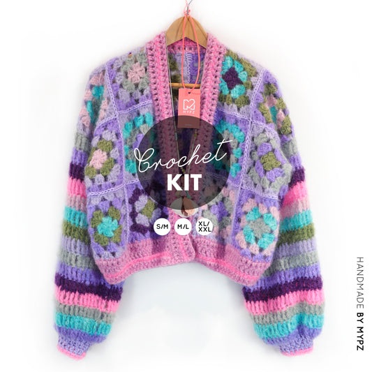 Crochet kit - MYPZ Granny mohair cardigan Purple Candy (ENG-NL-DE)