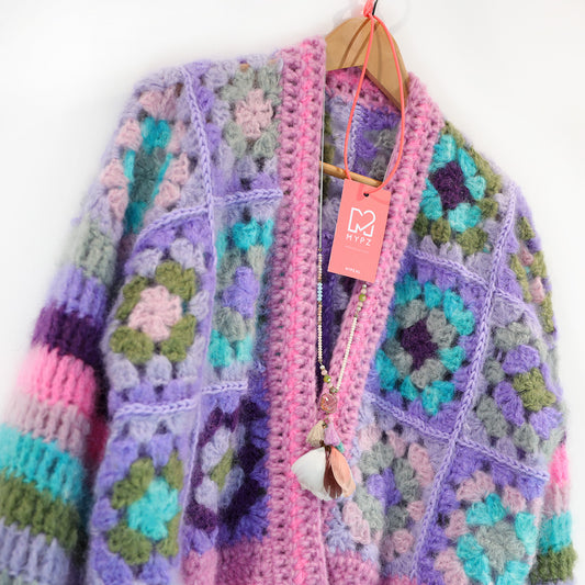 Patron de crochet - Gilet Granny en mohair MYPZ Purple Candy (ENG-NL-DE)