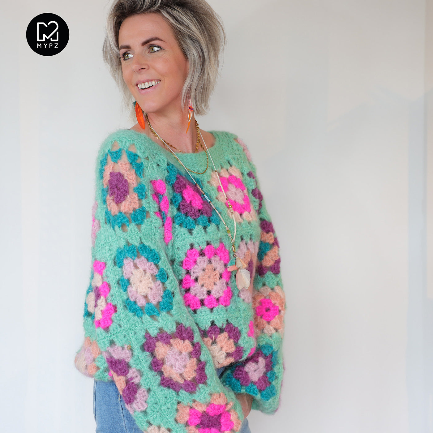 Crochet pattern - MYPZ Granny square Mohair pullover Mint (ENG-NL)