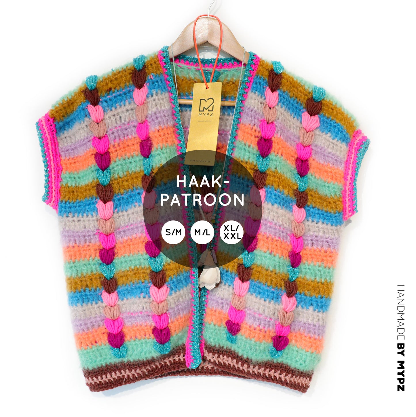 Patron de crochet - Chunky Mohair-merino Gilet Heartbeat (ENG-NL-DE-FR)
