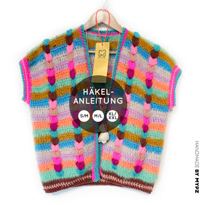 Patron de crochet - Chunky Mohair-merino Gilet Heartbeat (ENG-NL-DE-FR)