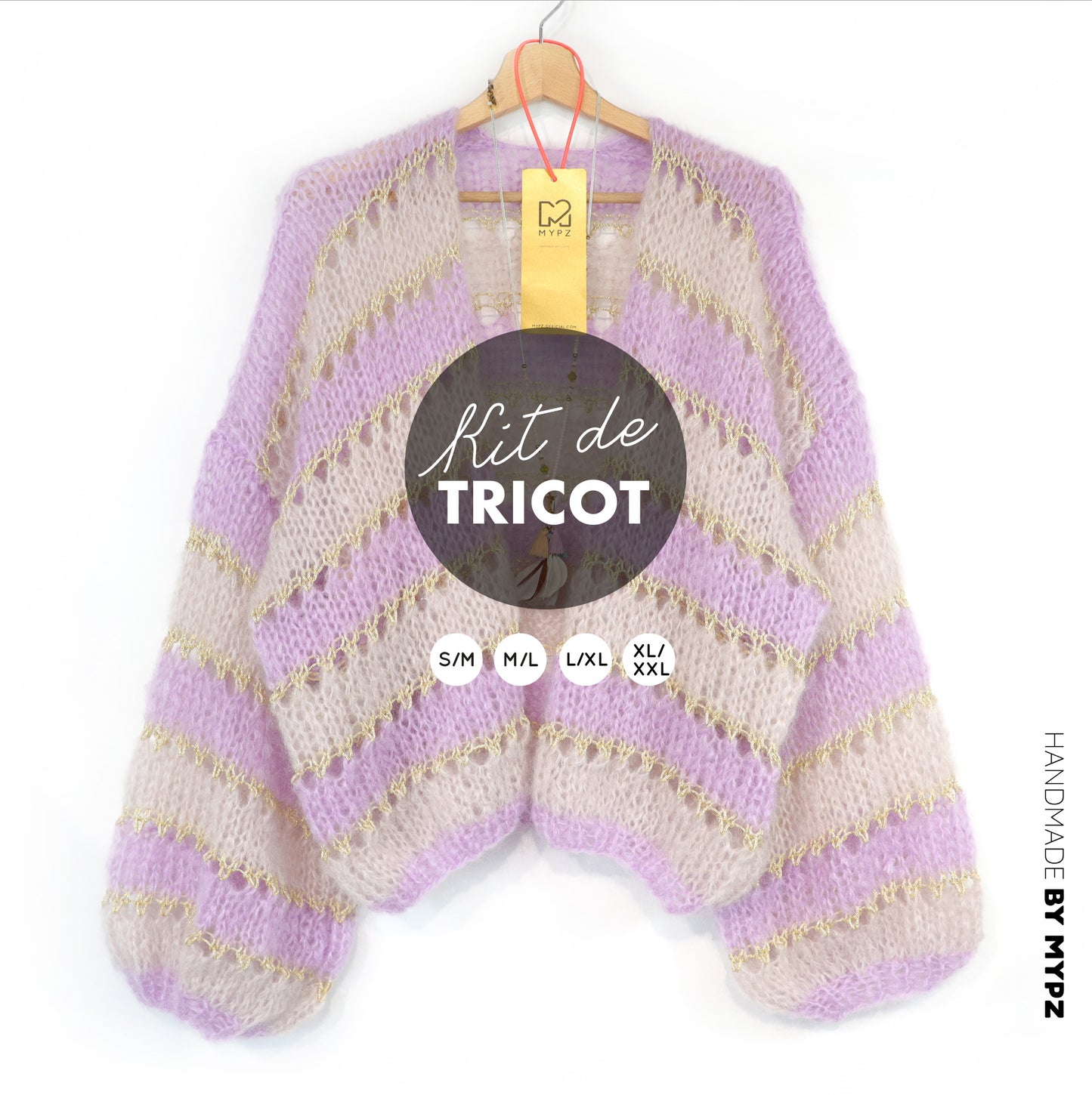 Kit de tricot – Cardigan court léger en mohair MYPZ Macha No10 (ENG-NL-DE-FR-ES)