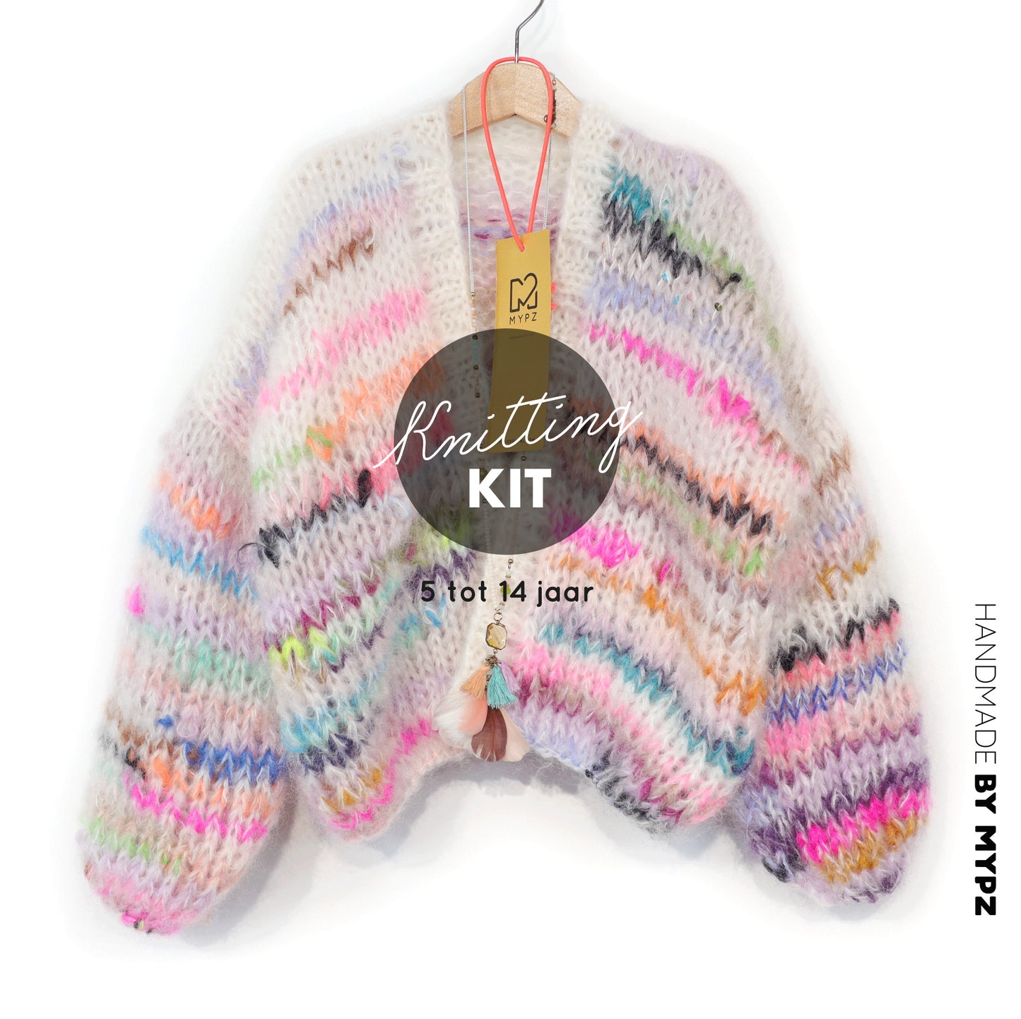 Knitting kit – MYPZ Chunky Mohair Cardigan Scrap Yarn for kids No12 (ENG-NL-DE)