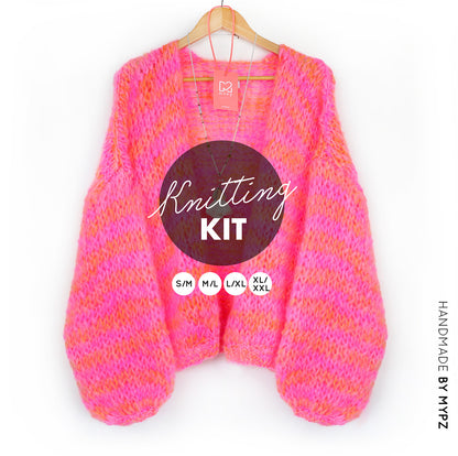 Knitting Kit – MYPZ Short Chunky Mohair Cardigan Orange-Pink No.15 (ENG-NL-DE)