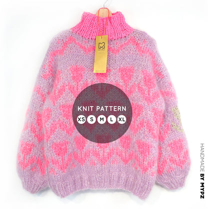 Knit pattern – MYPZ Chunky Mohair Pullover Coral Tulips No.9 (ENG-NL-DE)