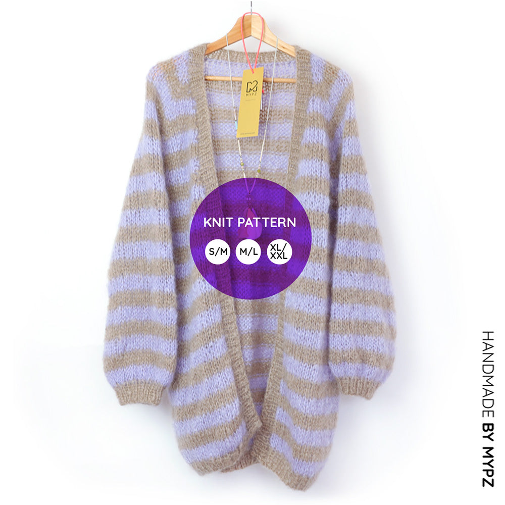 Knit pattern – MYPZ top-down cardigan Lilac Haze No.9 (ENG-NL-DE)