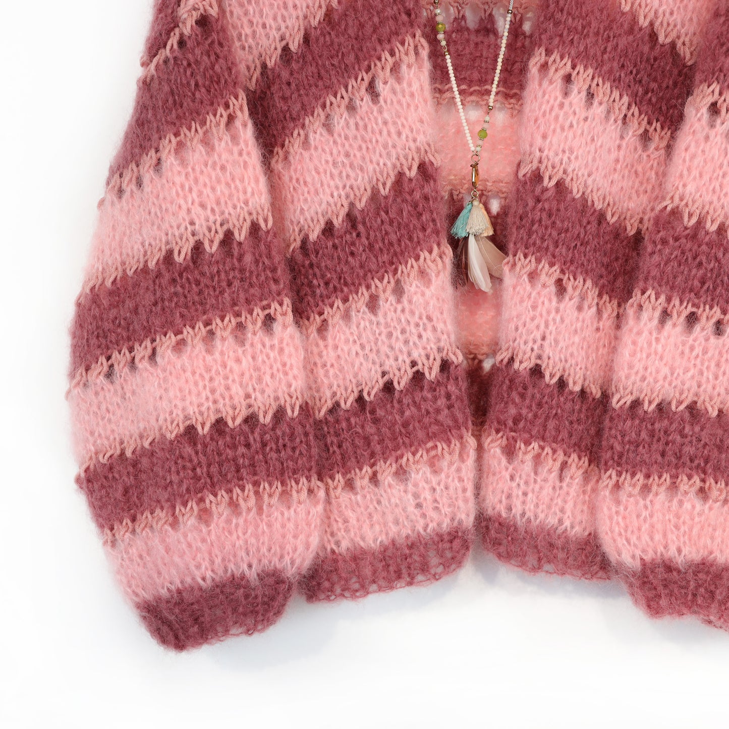 Kit de tricot – Gilet court léger en mohair MYPZ Rose Bourgogne No10 (ENG-NL-DE-FR-ES)