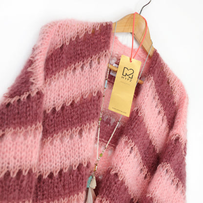 Kit de tricot – Gilet court léger en mohair MYPZ Rose Bourgogne No10 (ENG-NL-DE-FR-ES)
