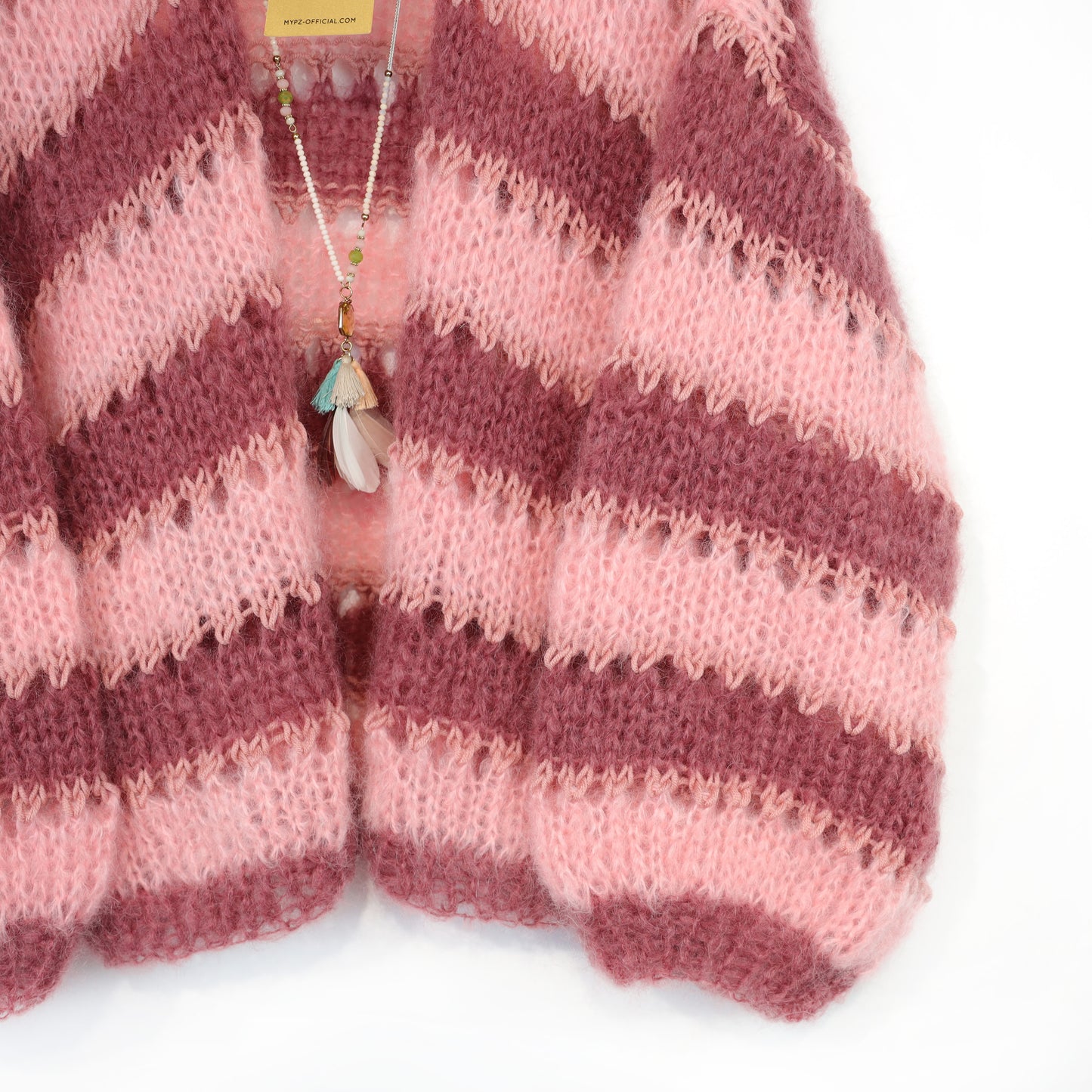 Kit de tricot – Gilet court léger en mohair MYPZ Rose Bourgogne No10 (ENG-NL-DE-FR-ES)