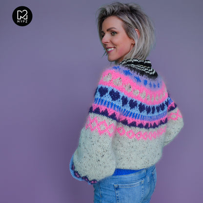 Knitting Kit – MYPZ top-down sweater Blue Heart No6 (ENG-NL-DE)