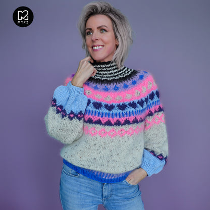Knitting Kit – MYPZ top-down sweater Blue Heart No6 (ENG-NL-DE)