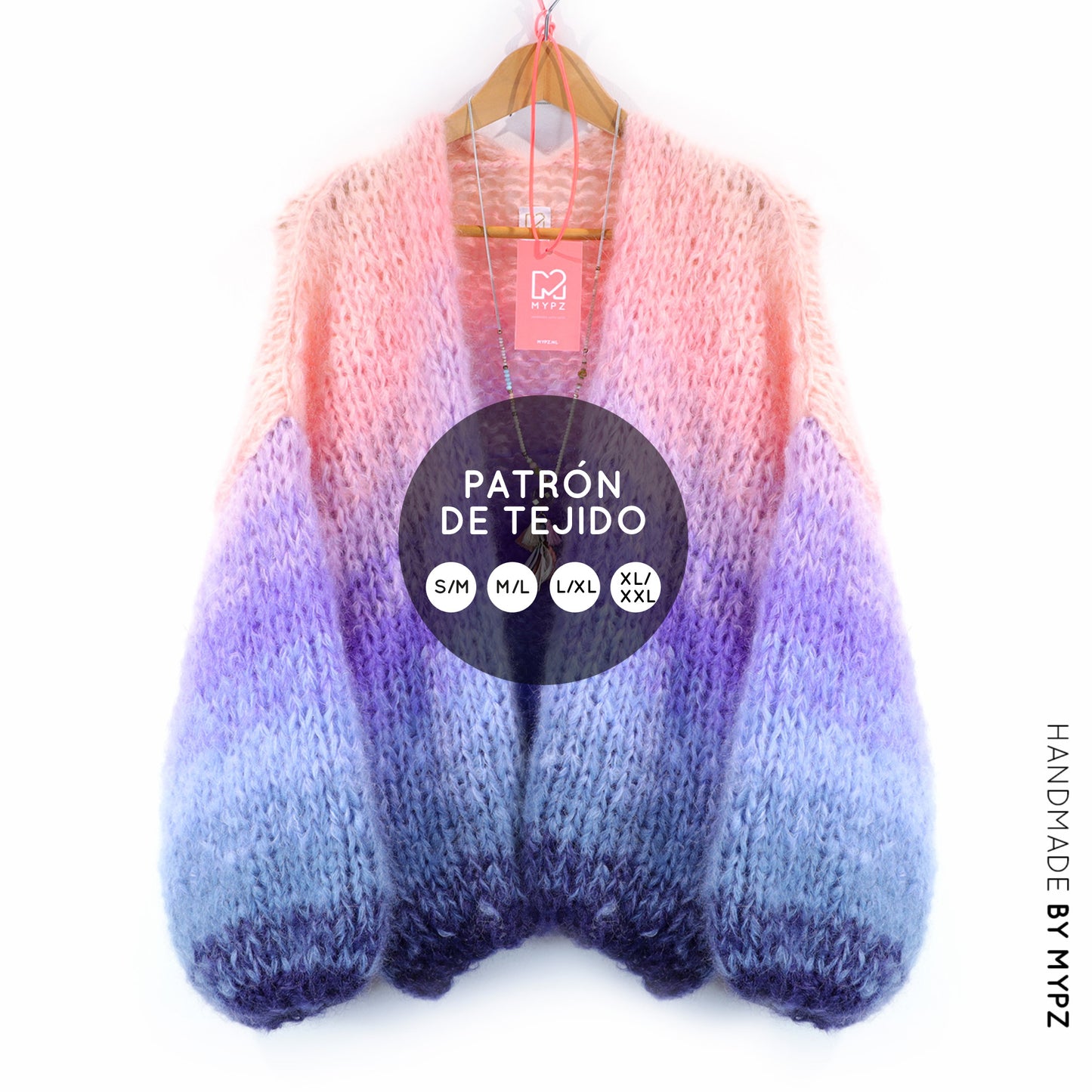 Patron de tricot – Cardigan court épais en mohair MYPZ Blue Sky No15 (ENG-NL-DE-FR-ES)