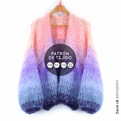 Patron de tricot – Cardigan court épais en mohair MYPZ Blue Sky No15 (ENG-NL-DE-FR-ES)