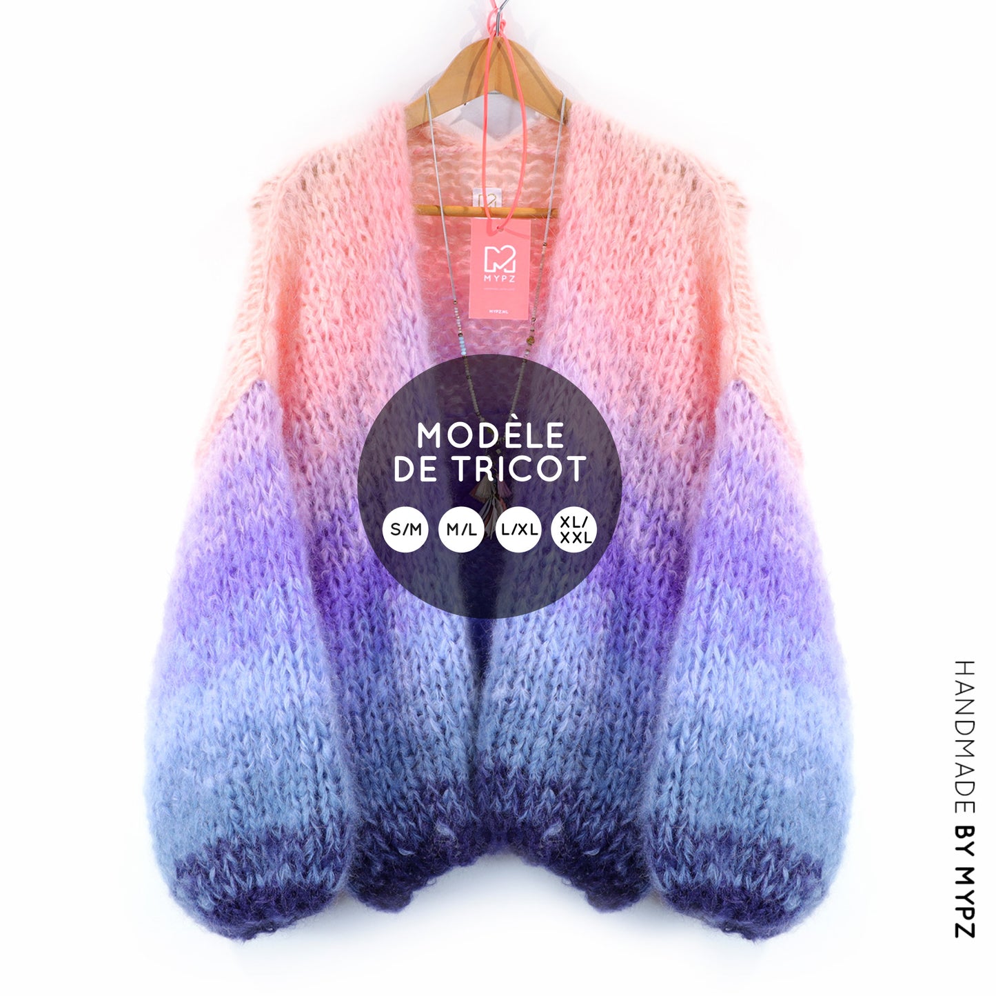 Patron de tricot – Cardigan court épais en mohair MYPZ Blue Sky No15 (ENG-NL-DE-FR-ES)