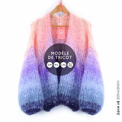 Patron de tricot – Cardigan court épais en mohair MYPZ Blue Sky No15 (ENG-NL-DE-FR-ES)