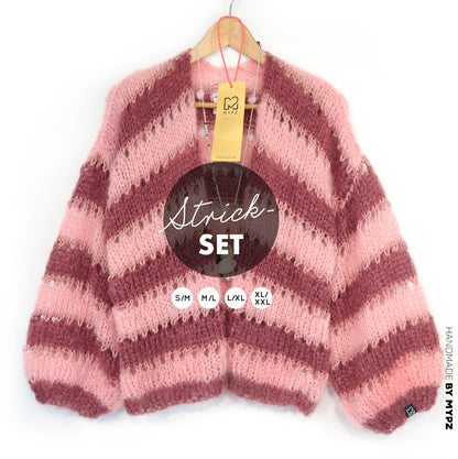 Kit de tricot – Gilet court léger en mohair MYPZ Rose Bourgogne No10 (ENG-NL-DE-FR-ES)