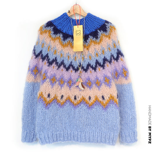 Kit de tricot - MYPZ Chunky Topdown Mohair Pullover Blueberry n°12 (ENG-DE-NL-ES-FR-IT-DA-SV-NO)