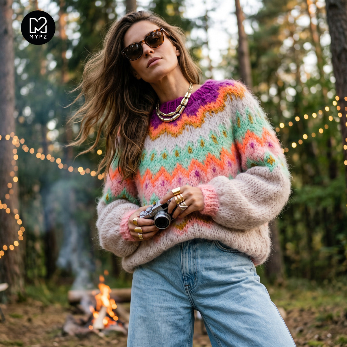Pull Chunky raglan de haut en bas Snowberry