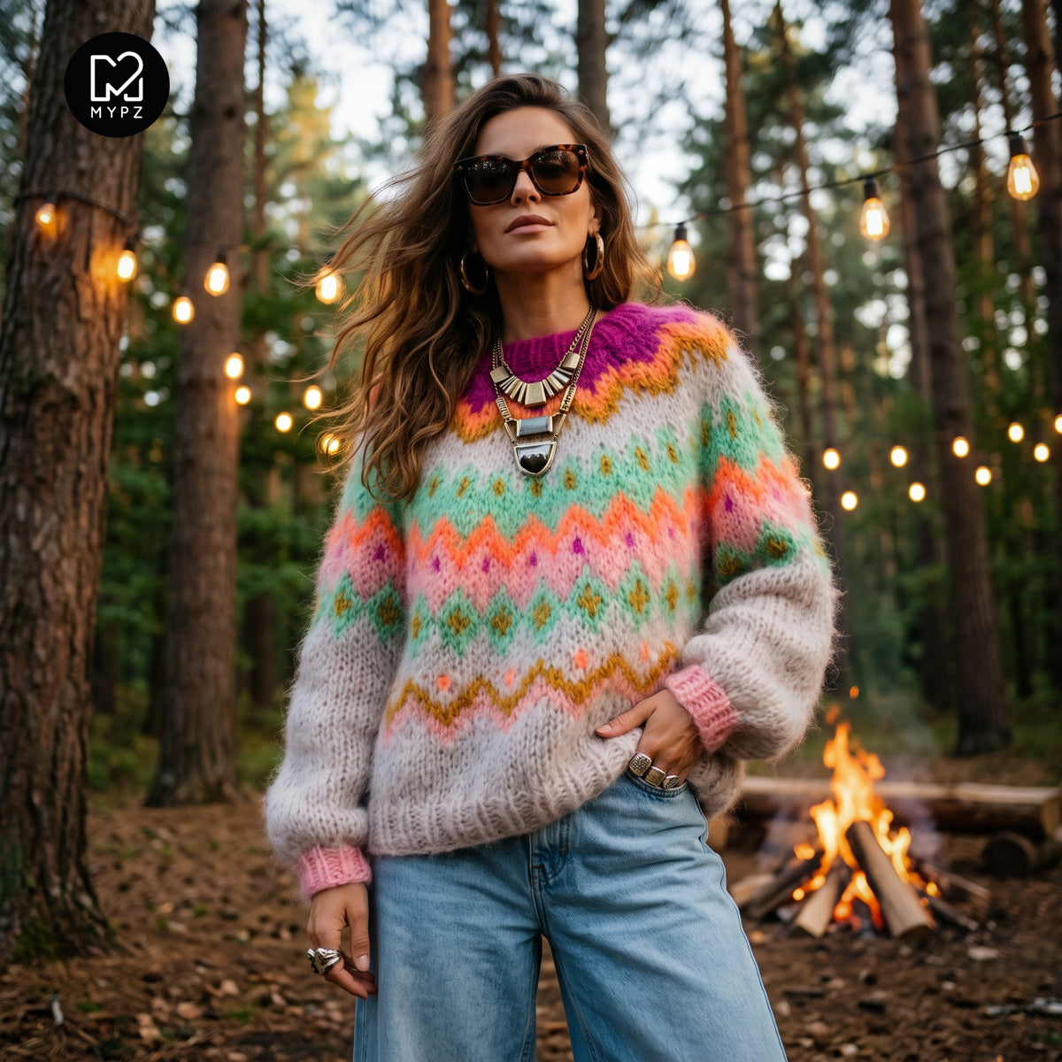 Pull Chunky raglan de haut en bas Snowberry
