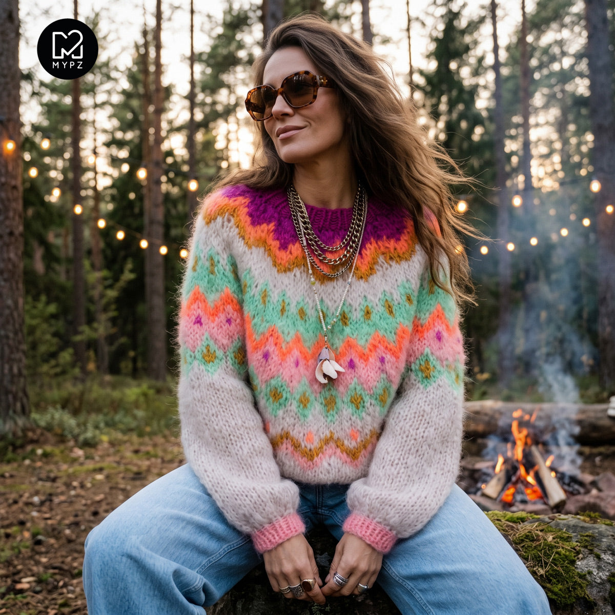 Pull Chunky raglan de haut en bas Snowberry