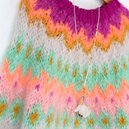 Pull Chunky raglan de haut en bas Snowberry