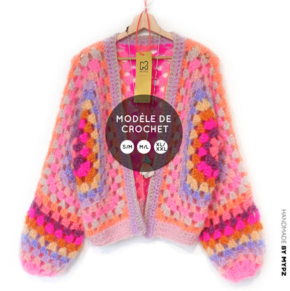 Crochet pattern - MYPZ Hexagon Cardigan Pink Vibes (ENG-NL-DE-FR)