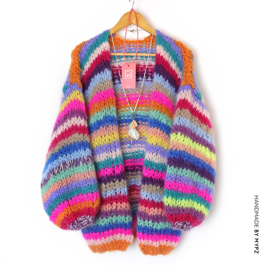 MYPZ Chunky mohair Rainbow Cardigan Striped