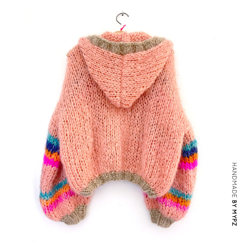 MYPZ mohair bomber cardigan with hoodie