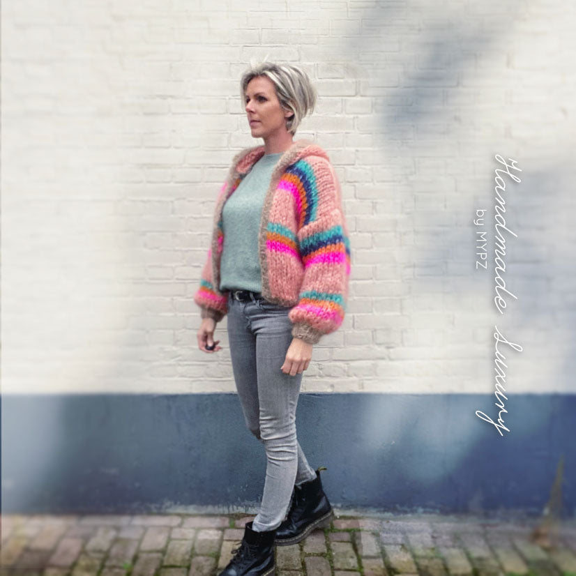 MYPZ mohair bomber cardigan with hoodie