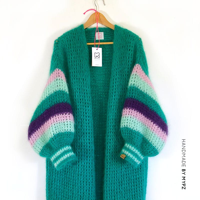 Long green mohair cardigan