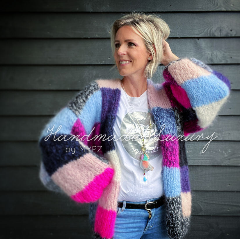 Patchwork mohair cardigan sale